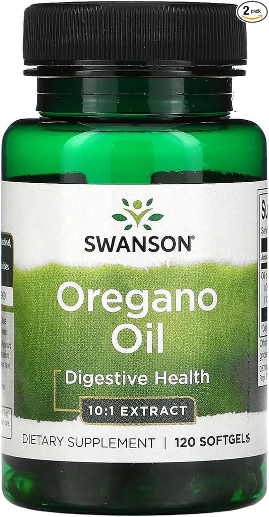 Swanson Oregano Oil 10:1 Extract - Natural Supplement Promoting Digestive Health & Respiratory Support - Supports Gastrointestinal System & Urinary Tract Health - (120 Softgels, 150mg Each) (2 Pack)