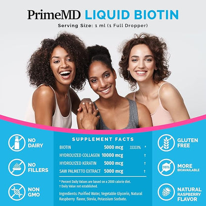 4-in-1 Liquid Biotin Collagen Keratin Saw Palmetto Drops (2 fl oz - 2 Pack) & 6-in-1 Maca Root Ashwagandha w Black Pepper Fruit (120ct) Bundle - Hair, Skin, Nails, Energy & Mood Support Supplement