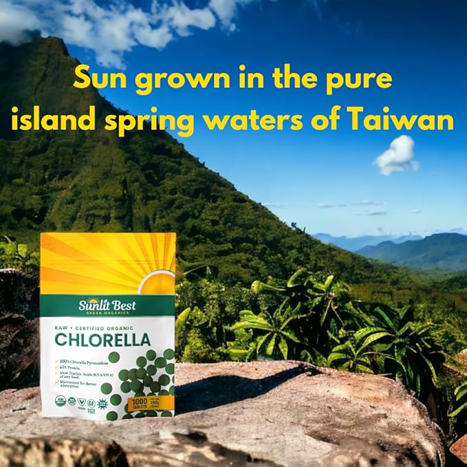Chlorella Tablets Mega-Pack 1000 Tablets Cracked Cell, Raw, Non-GMO. 100% Pure Chlorella Pyrensoidosa. Green Superfood. High Protein, Chlorophyll & Nucleic acids. No preservatives or fillers - 4-Pack