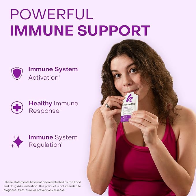 Healthycell Immune Super Boost Daily Liquid Supplement - Immune Support Supplement for Adults with Echinacea, Elderberry, Vitamin C, Vitamin D, Calcium & Zinc - 30 Gel Packs