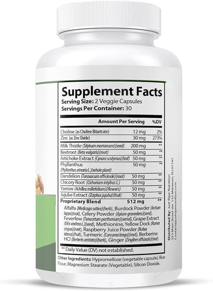 Liver Health Formula, Liver Cleanse Detox & Repair with Artichoke Extract, Milk Thistle, Dandelion and More for Liver Health - Herbal Liver Support Supplement 30 Days Supply (1)