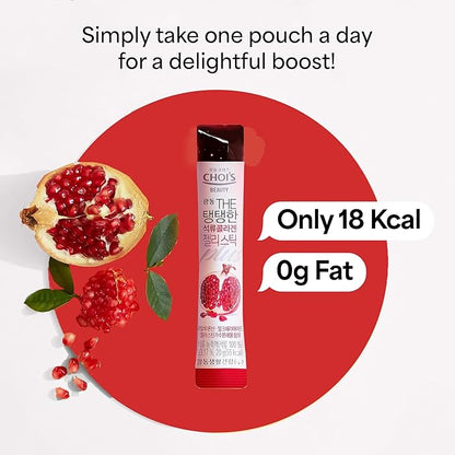Pomegranate Korean Collagen Peptides Jelly Stick | Marine Collagen w/Hyaluronic Acid for Hair, Skin, Nails, Beauty, Joints & Immune Support for Men & Women - Convenient Daily Sticks 10 Pack