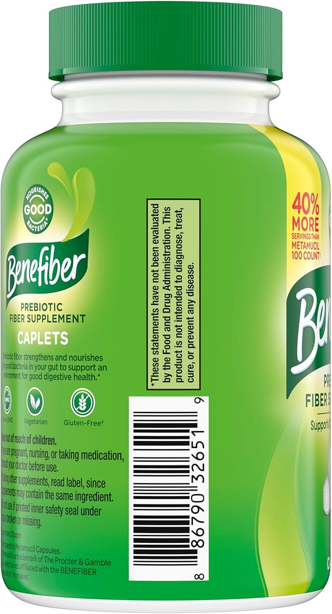Benefiber Prebiotic Fiber Supplement Caplets, 84 Count