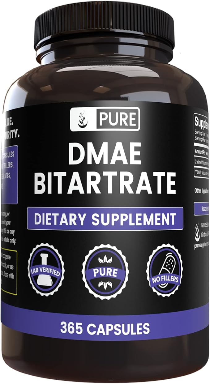 Pure Original Ingredients DMAE Bitartrate (365 Capsules) No Magnesium Or Rice Fillers, Always Pure, Lab Verified