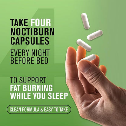 NaturalSlim Night Time Fat Burner for Women & Men - Noctiburn Overnight Fat Burning Supplements with Essentials Amino Acid for Night Burn Metabolism Support - 120 Vegetable Capsules