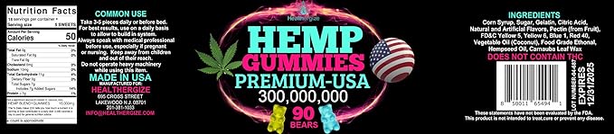 Hemp Gummies for Relaxation and Rest-Natural Hemp Oil Gummies, Fresh Fruity Flavors Tasty Relief-Made in USA-High Potency Gummy Edibles-Extra Strength 90 Bears