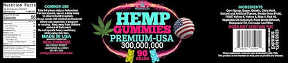 Hemp Gummies for Relaxation and Rest-Natural Hemp Oil Gummies, Fresh Fruity Flavors Tasty Relief-Made in USA-High Potency Gummy Edibles-Extra Strength 90 Bears