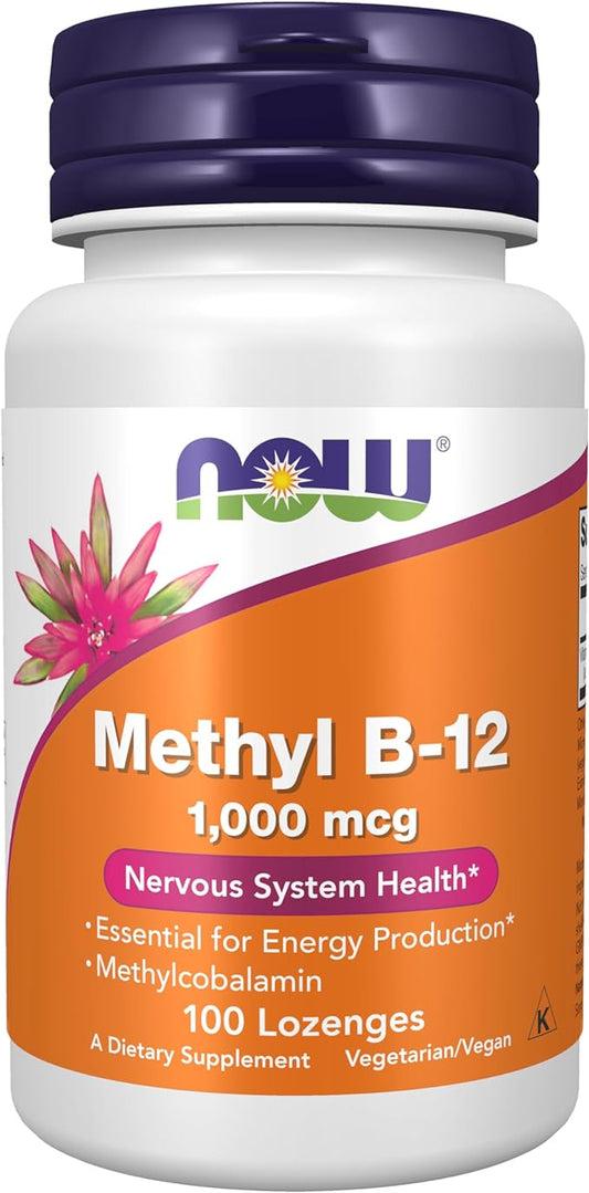 NOW Foods Supplements, Methyl B-12 (Methylcobalamin) 1,000 mcg, Nervous System Health*, 100 Lozenges