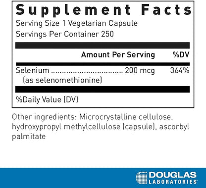 Douglas Laboratories Seleno-Methionine | 200 mcg. Bioavailable Selenium | 250 Capsules
