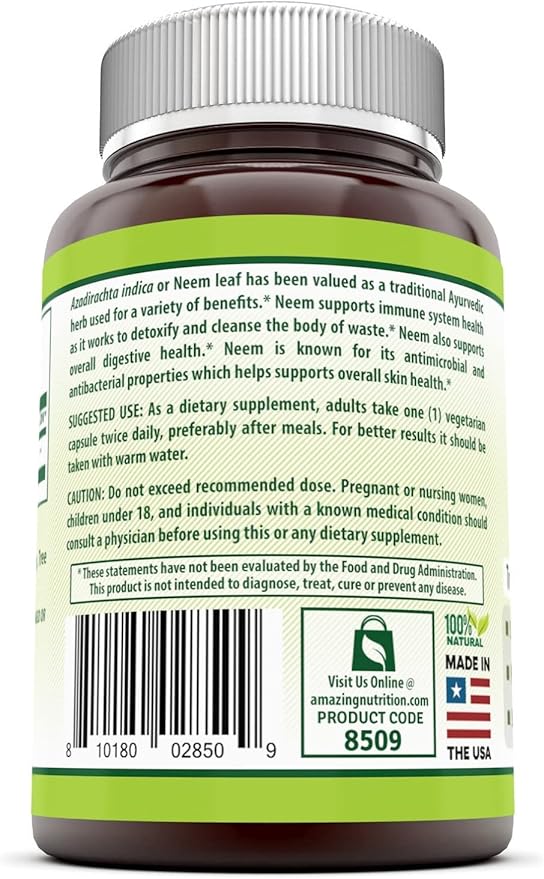 Herbal Secrets Neem Supplement (Non-GMO) Promotes Blood Purification, Promotes Healthy Immunity and Promotes Health Skin* (500mg Veggie Capsules, 120 Count (3 Pack))