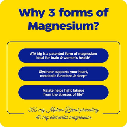 Enzymedica, Magnesium Motion with 3 Forms of Magnesium, ATA Mg, Glycinate, Malate, Soothes Occasional Aches, Supports Bones & Muscles, 120 Capsules