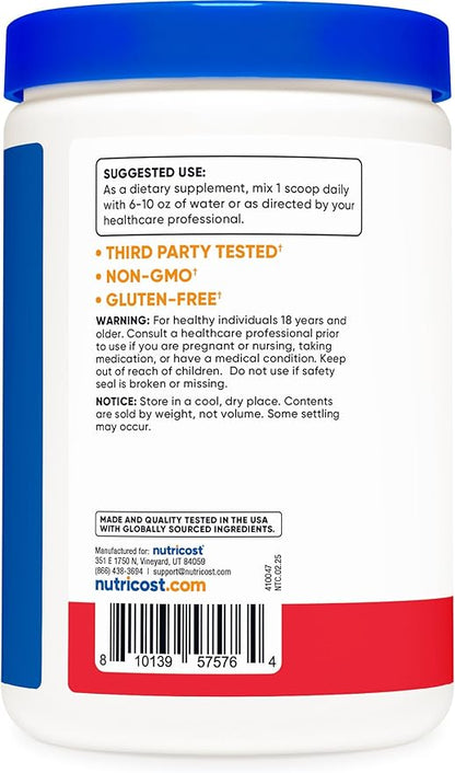 Nutricost Prebiotic Fiber Fruit Punch Flavored (1 Pound) - Vegan, Gluten-Free, GMO-Free