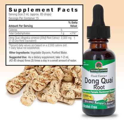 Nature's Answer Dong Quai Womens Support Supplement - Female Hormonal Support, Female Wellness Supplement, Liquid Extract, Alcohol Free, Gluten Free, Kosher - 1 oz