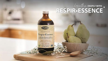 Flora - Respir-Essence - Supports Lung & Respiratory Health - Contains Thyme, Licorice Root, Elecampane & More - Non-GMO, Vegan, Gluten-Free & Kosher - 17 fl. oz. Glass Bottle