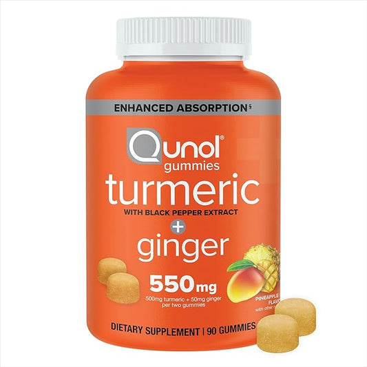 Qunol Turmeric and Ginger with Black Pepper Gummies, 90 Count