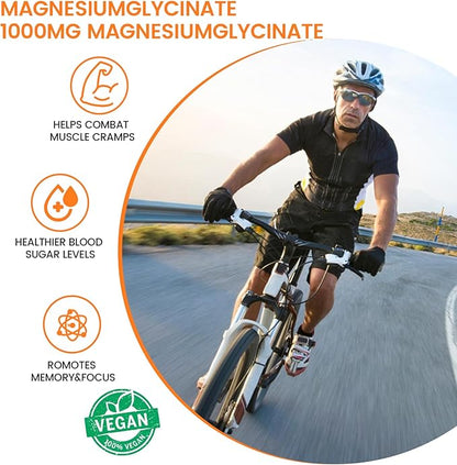 Magnesium Glycinate Gummies 1000mg - 90 Ct | Magnesium Potassium Supplements for Relaxation, Stress Relief, with Vitamin D, B6, CoQ10 for Calm Mood & Sleep Support - Orange Gummies