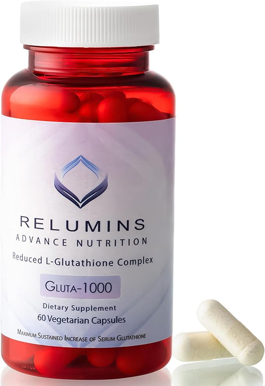 Relumins L Glutathione Supplement Complex - Reduced Glutathione 1000mg with Alpha Lipoic Acid & Rose HIPS Capsules for Nourished & Smoother Skin, 60 Caps