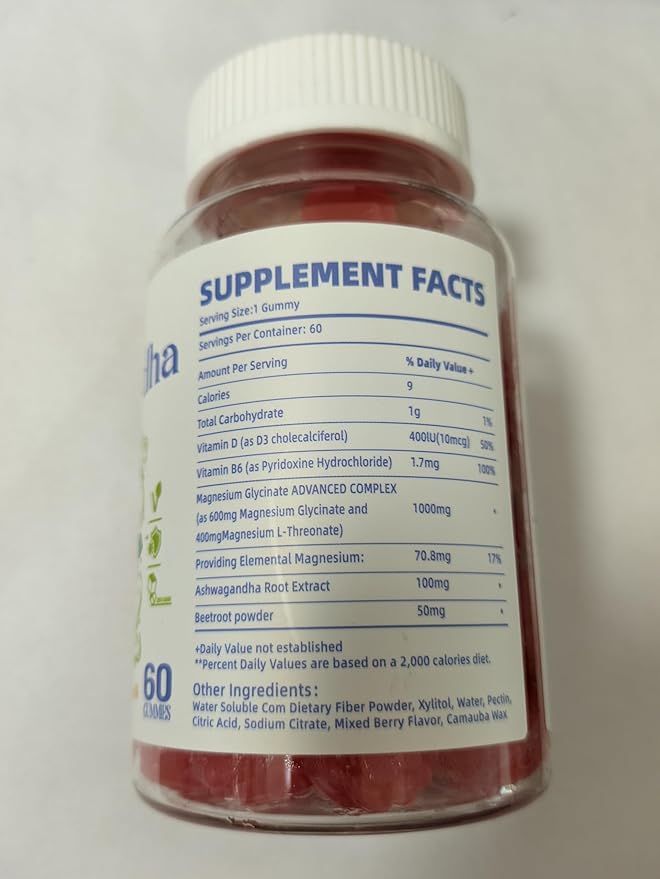 Ashwagandha Gummies & Vitamin D3 Gummy 120 Count - Organic Aswangdha Supplement for Improve Sleep, Stress Relief & Mood Calm(Mixed Berry,Vegan,Plant Based,Gluten-Free & Gelatin Free) Pack of 2