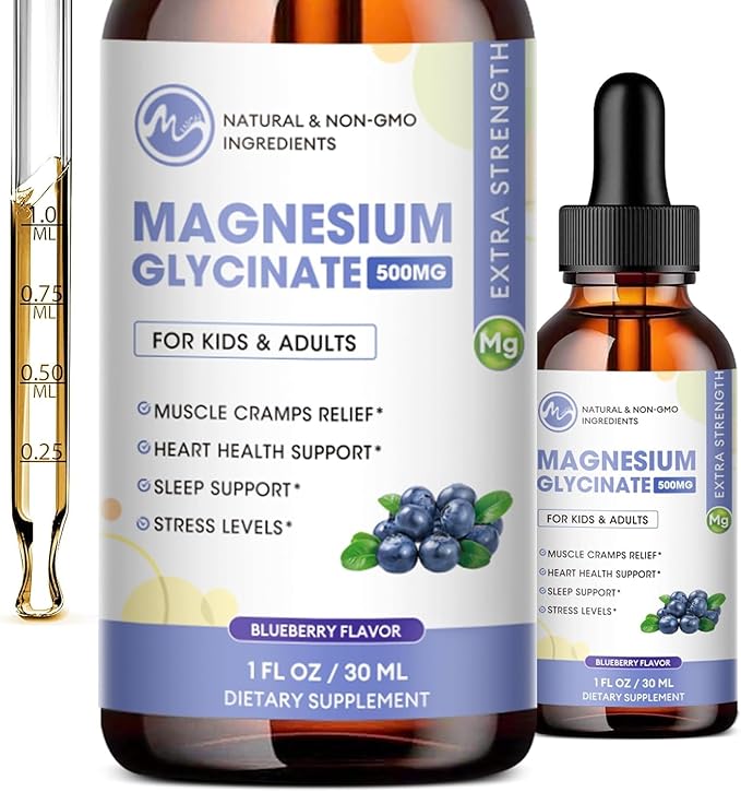 2 Pack Liquid Magnesium Glycinate with L-Theanine & Lemon Balm - Promotes Relaxation & Sleep – Supports Bone, Muscle & Heart Health - Gluten Free - 60 Day Supply