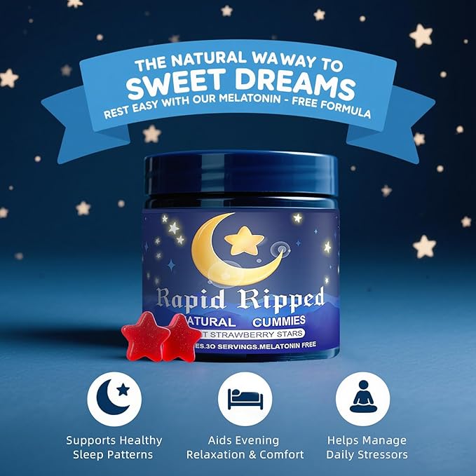 Natural Aid Gummies - 60 Gummies, Relax and Sleep - Vegan, Gluten Free, Non-Addictive