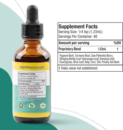 Prostavec Advanced Prostate Support Supplement - Liquid Formula for Faster Absorption with Pygeum, Saw Palmetto, Stinging Nettle + Turmeric & Damiana - Vegan, Non-GMO - 2 fl oz