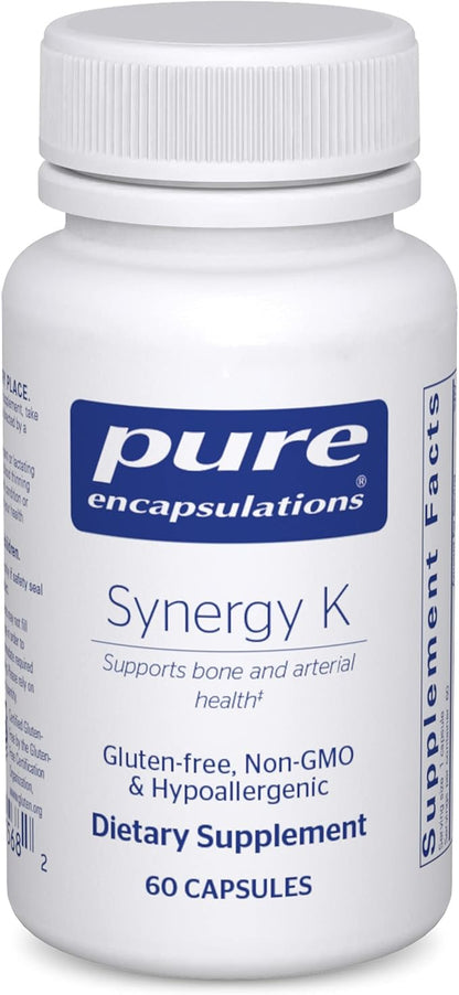 Pure Encapsulations Synergy K - with Vitamin K1, K2 & D3 - Supports Bones, Blood Vessels, Vascular Elasticity & Calcium Utilization* - Includes Cholecalciferol - Gluten Free & Non-GMO - 60 Capsules