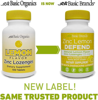 – Zinc Lemon Defend - 100 Lozenges - Natural Lemon Flavor Zinc–Lozenges - Immune Boost, Cold Relief, Non-GMO, Zinc Acetate & Vitamin C - 2-Pack