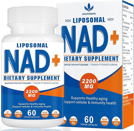 2200mg Liposomal NAD+ Supplement - NAD Supplement for Men and Women, Enhances Cell Energy & Aging Defese, 60 Capsules
