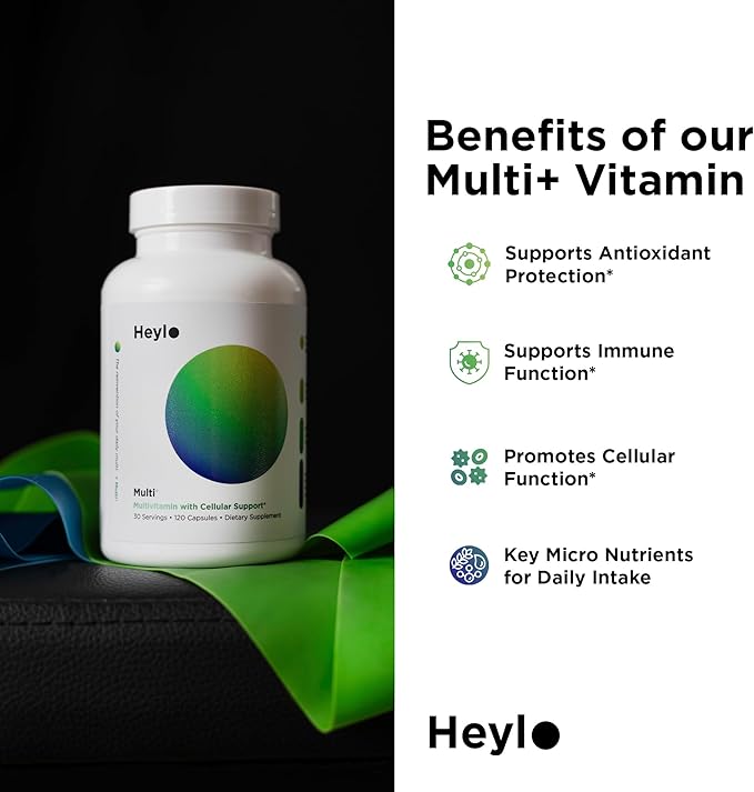 Heylo Multi+ Advanced Multivitamin Supplement – Boosts Energy, Enhances Immune Support, Provides Antioxidant Protection, Promotes Detoxification, with Vitamins, Minerals, Phytonutrients, 120 Capsules