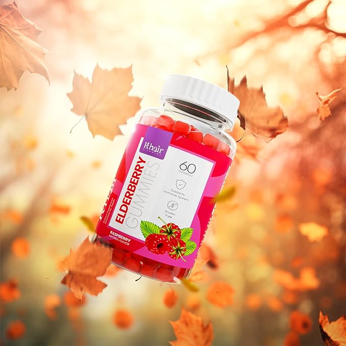 Khair Halal Elderberry Gummies - Super Antioxidants Supplement, Boosts Immunity & Fights Seasonal Allergies - Non GMO, Vegetarian, Gluten Free, Gelatin Free & Halal Vitamins - 60 Gummies