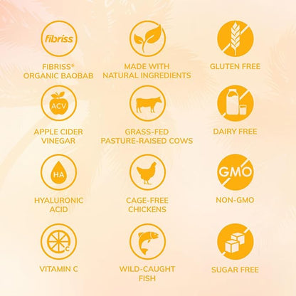 SkinnyFit Super Youth Orange Pineapple Multi-Collagen Peptides + Probiotics, Baobab Fiber, Apple Cider Vinegar, Hyaluronic Acid, & Vitamin C, Skin, Hair, Joint & Metabolism Support, 30 Servings