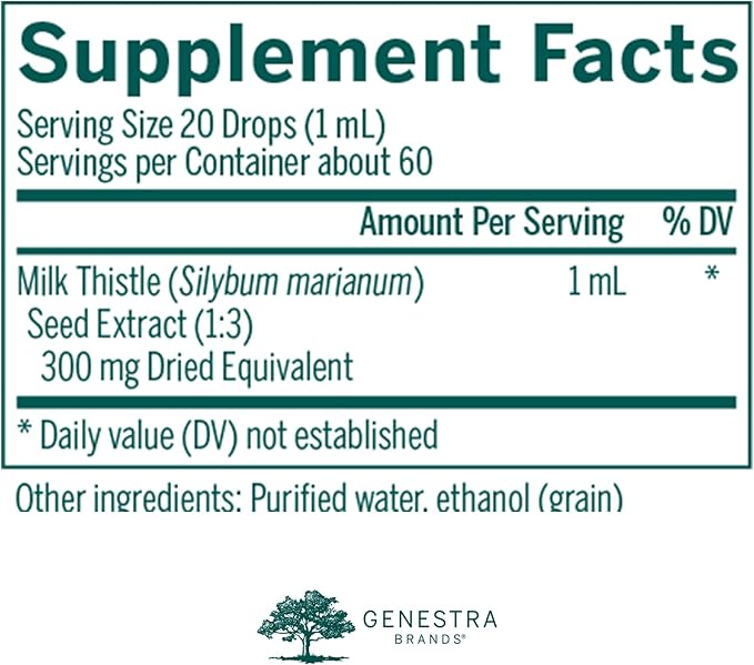 Genestra Brands Milk Thistle Tincture | Herbal Supplement to Support Liver Function | 2 fl. oz.