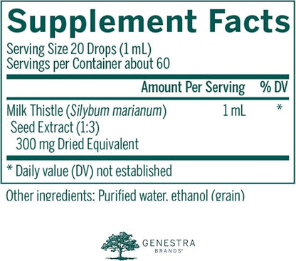 Genestra Brands Milk Thistle Tincture | Herbal Supplement to Support Liver Function | 2 fl. oz.