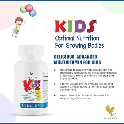 Forever Living - Kids Chewable Multivitamin - Grape Flavor for Healthy Growth and Development - No Artificial Flavors - 120 Tablets (Pack of 2)