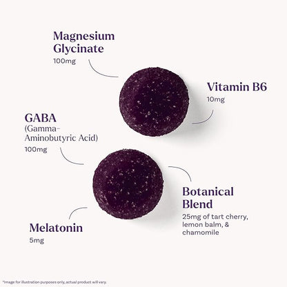 Natrol Sleep + Restore Magnesium Glycinate Gummies with Melatonin 5mg - Calm Magnesium with GABA, Botanical Blend, Cherry Flavor, 60 Gummies