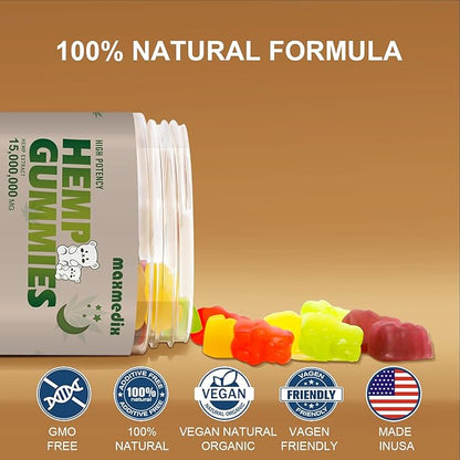 Hemp Gummies Advanced Extra Strength- High Potency Natural Hemp Oil Extract Gummy, Great for Peace & Relaxation,Naturals Fruit Flavors,Made in USA