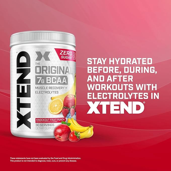XTEND Original BCAA Powder 7g BCAA and 2.5g L-Glutamine, Sugar Free Post Workout Muscle Recovery Drink with Amino Acids for Men & Women, 30 Servings