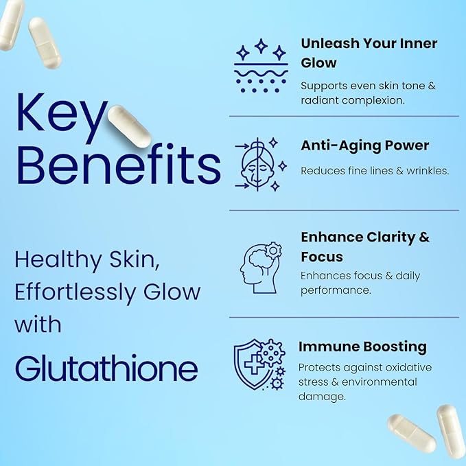 Relumins Advance Nutrition Gluta 1000 - Reduced L-Glutathione, Alpha Lipoic Acid & Rose HIPS - Antioxidant Support for Skin & Overall Wellness - 60 Veg Capsules x 3 Bottles (90-Day Supply)