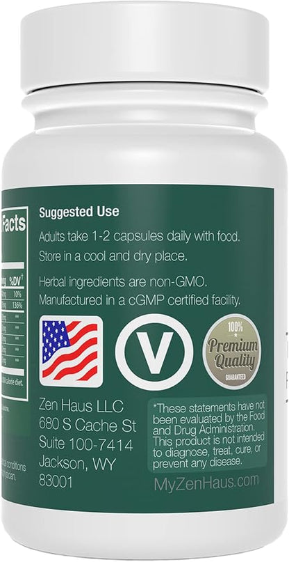 Zen Haus Respiratory and Immune Supplement - Elderberry with Zinc, Quercetin, Magnesium Glycinate/Taurate, Echinacea, Olive Leaf Extract, Lysine, Leucine, Cystein, Melatonin (60 Capsules)