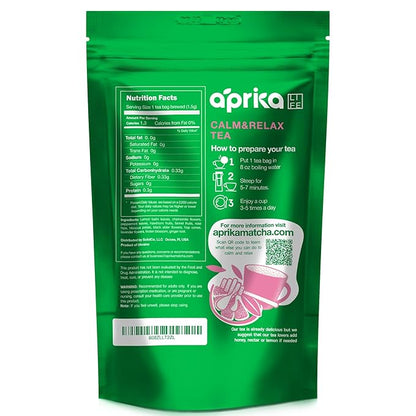 aprikalife - Calm and Relax Herbal Tea with Chamomile, Peppermint, and Lavender - 60 Tea Bags. Delicious Herbal Blend for a Calming Experience
