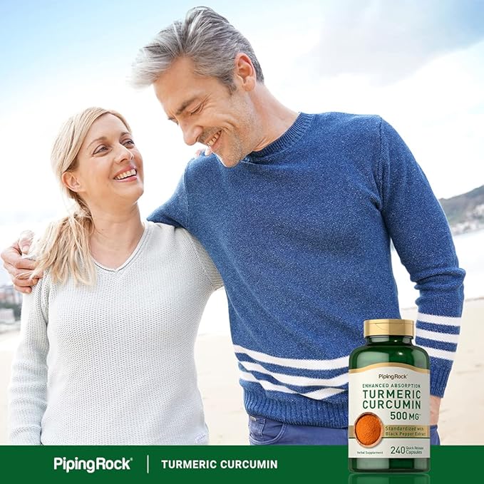 Piping Rock Turmeric Curcumin with Black Pepper 500 mg | 240 Capsules | Bioperine Supplement | Standardized Complex Extract | Non-GMO, Gluten Free