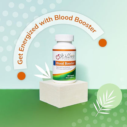 Blood Booster Iron Supplement for Energy and Fatigue - Gentle, Non-constipating Iron, Methylfolate and Other coenzyme B Vitamins (180 caps - Vegan, Gluten Free, Non-GMO)