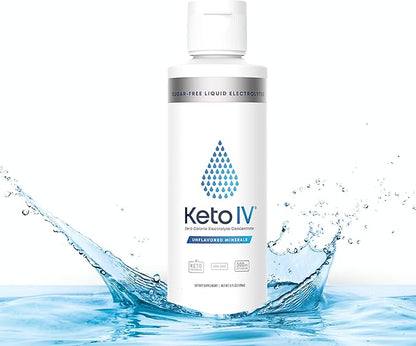 Keto IV Electrolyte Drops + High Potassium | No Leak Dropper Bottle | 500mg Potassium + Magnesium, Sodium & Zinc | Raw Mineral Flavor | 30 Servings