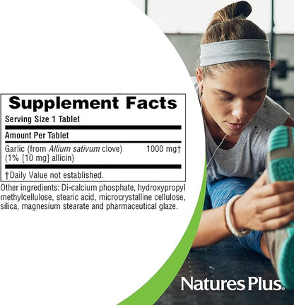 Natures Plus Ultra Garlite 1000 mg - 90 Tablets - Reduced-Odor Garlic - Nutritional Support for Free-Radical Defense & Immune Health - Sustained Release - 90 Servings