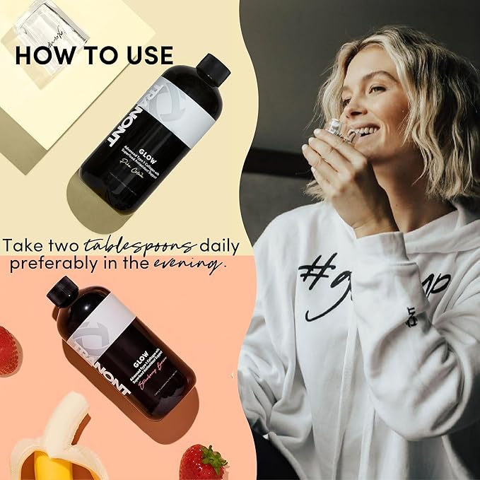 Tranont Glow 2-PK | Strawberry Banana & Piña Colada| Type 1 Collagen with Superfood Antioxidant Support | for Hair, Skin, Nails & Joints | Liquid Collagen with Hyaluronic Acid & Peptides | 30 Fl Oz
