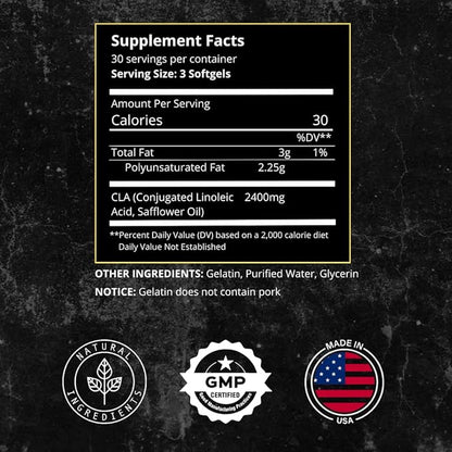 UNALTERED Belly Fat Burner for Men - Natural Weight Loss Pills to Support Reduced Body Fat, Preservation of Lean Muscle Mass, and a Healthy Metabolism - CLA Dietary Supplement - 90 Softgel Capsules