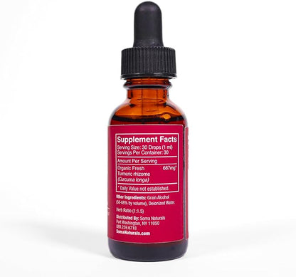 Organic Turmeric Liquid Extract, Curcumin Drops for Joint & Skin, Helps Immune Function & Clarity, Non-GMO, Gluten-Free, 1fl oz, 30ml