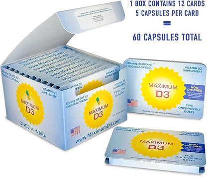 13,000 IU Box, 60 Capsules Total (12 Cards/Box x 5 Capsules per Card), 60-Weeks Supply [Packaging May Vary]