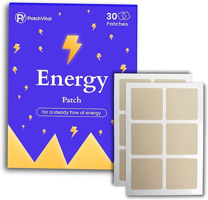Vital Energy Patches (30 Count) - Vitamin B12 Awake Patch Water-Resistant Plant-Based B3 B5 Vitamins & Mineral Energy Solution for Focus & Stamina - Easy to Use Long-Lasting Sugar-Free Caffeine-Free