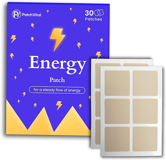 Vital Energy Patches (30 Count) - Vitamin B12 Awake Patch Water-Resistant Plant-Based B3 B5 Vitamins & Mineral Energy Solution for Focus & Stamina - Easy to Use Long-Lasting Sugar-Free Caffeine-Free
